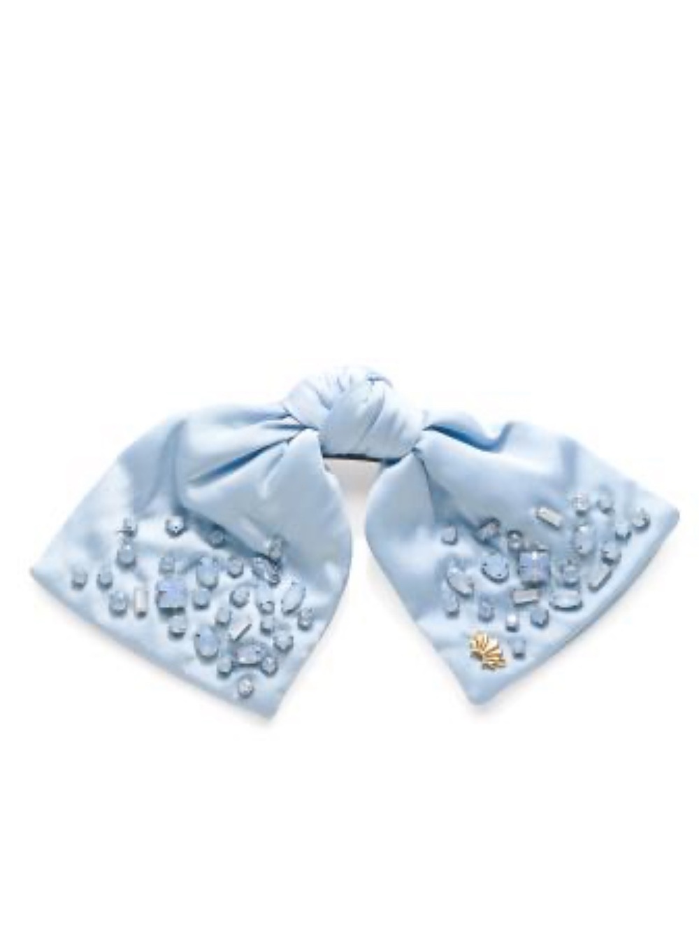 Lele sadoughi Embellished Light Blue Satin Bow Hair Tie
